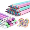 Hanffero Rainbow Pencils, Drawing Writing Pencil with Rubber, Recyclable Paper
