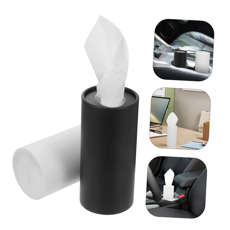 Mikinona 4Pcs Refillable Car Tissue Holder Soft Skin Friendly Cylinder