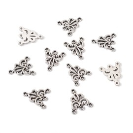 20 piezas de plata tibetana triangular con 3 agujeros para múltiples capas, arete, pulseras, collares, joyas
