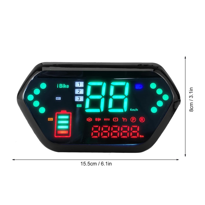 Motorcycle Speedometer, 60 V High-Definition LCD Display, Universal Motorcycle Speedometer,