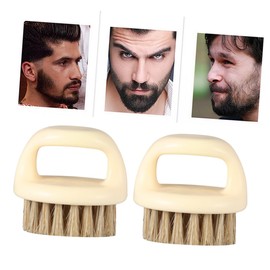 Mikinona Men's Beard Cleaning Brush 2pcs Set Natural Bristle Beard Care Hair Brush
