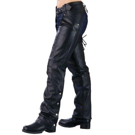 Ladies Biker Chaps with Laces ON The Back … (Small) Black