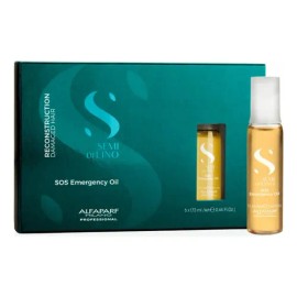 Alfaparf Semi di Lino Emergency Oil SOS - Aceite de Emergencia Reparador para Fortalecer, Suavizar y Reparar el Cabello Dañado 6x13ml                 