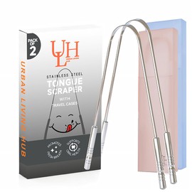 Raspador de lengua, limpiador de lengua, raspador de lengua de acero inoxidable, limpiador de lengua de metal para adultos | Reduce el mal aliento | Cuidado de la higiene bucal