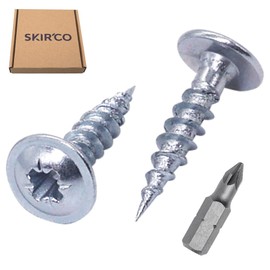 SKIR'CO (Pack of 100) Galvanised Steel 3.0 x 10mm Silver Wood Screws Metal Screws Wafer Head Pozi Self Tapping