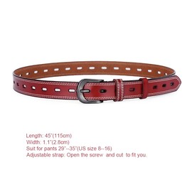 ZHSH Genuine Leather Belt for Women Jean Pants, Fashion Casual Dress Waist Belt with Solid Pin/Hollow Buckle (B3)