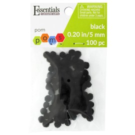 Essentials by Leisure Arts Pom Poms - Black - 5mm - 100 Piece pom poms Arts and Crafts - Black Pompoms for Crafts - Craft pom poms - Puff Balls for Crafts
