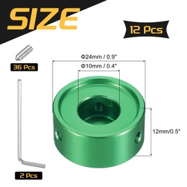 sourcing map 12 Pcs Footswitch Toppers Guitar Pedal Button Caps Metal Footswitch Top Cover 3/8" for Guitar Effects Pedal Buttons, Green