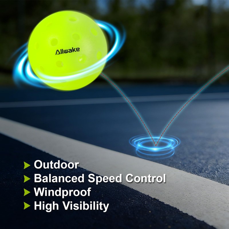 Allwake 3 Pack Pickleball Balls | Crack-Resistant | 40 Holes