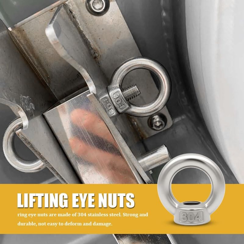 Stainless Steel M8 Lifting Eye Nuts 5 Pack - Female