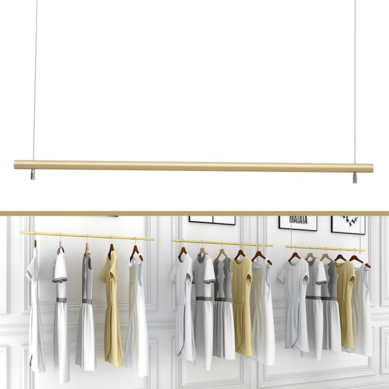 DDBESSIC Gold Ceiling Drying Rack Closet Rods 40''L Pipe Garment