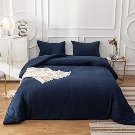 CLOTHKNOW Full Navy Blue Comforter Set - 3Pcs Dark Blue Bedding for Women and Men - Full Size