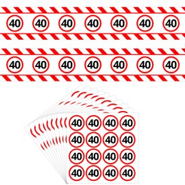 DazzJoy 40th Birthday Decoration Set with 40 Birthday Decoration Barrier Tape 15 m and 10 Stickers, Decoration 40th Birthday Man Woman Traffic Sign Decoration 40th Birthday Women Men, 40th Anniversary