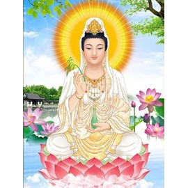 DIY 5D Diamond Painting Kits Full Drill Guanyin Bodhisattva, Buddha Statue Crystal Cross Stitch Wall Decorations for Living Room Art Kit 12x16 inch