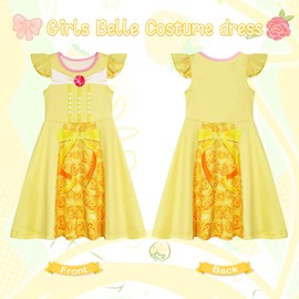 Berich Princess Belle Costume for Girls 7-8 Years (Size 140, Bust 27.55", Wait 26.37") - Belle Fancy Dress, Beauty and the Beast Costume, Yellow