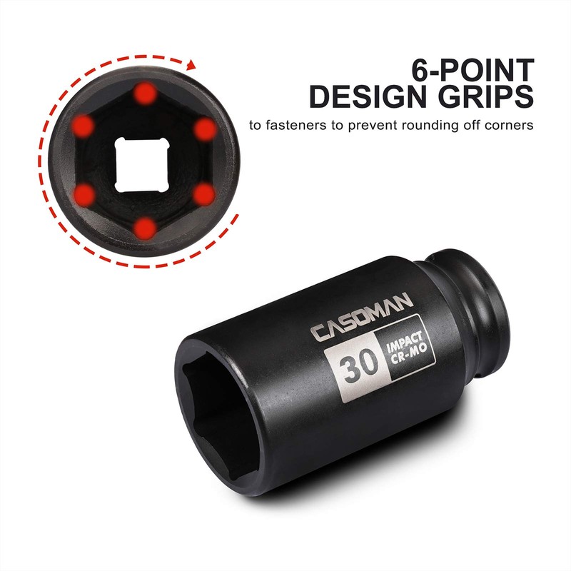 CASOMAN 1/2" Drive x 30 mm Deep 6 PT Impact