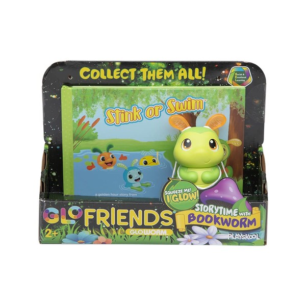 Playskool Glo Friends Stink or Swim! - Storytime with Bookworm - Book with Glowing Toy - Social Emotional Learning SEL Toy - Ages 2+