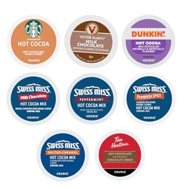 Hot Cocoa Hot Chocolate K Pods Variety Pack – 30pcs, 8 Flavors – Starbuck, Dunkin, Swiss Miss, Tim Hortons, Victor Allen – Milk Chocolate, Peppermint, Pumpkin Spice, Salted Caramel