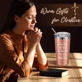 6 Pcs Christian Gifts for Women, Birthday Gifts Christian Tumbler for Women Mom Friend Sister, Christian Inspirational Faith Jesus God Bible Verse Religious Gifts, 20 oz Tumbler Cup