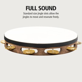 Meinl Percussion Vintage Headed Tambourine - 1-reihiges Tamburin - Durchmesser 10 Zoll - Siam Eiche / Messing, Walnut Brown / Natur (TAH1V-WB)