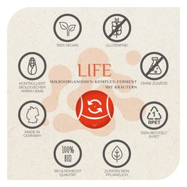 MikroVeda Life Enzymfermentgetränk 500ml, 33 Bakterienstämme, 20 fermentierte Kräuter & Pflanzen, super-aktiviert, hoch zellverfügbar, bioverfügbar, vegan, roh, Deutscher zertifizierter Hersteller