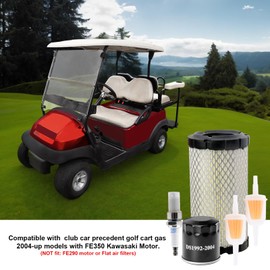 Roykaw Club Car Tune Up Kit for Precedent 2004-up Gas Golf Cart Models with FE350 Kawasaki Motor, Includes Spark Plug, Air/Oil Filter, Fuel Filter