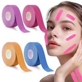 Vxcbad 4 Rolls Face Tape Lifting Face Lifting Tape Wrinkle Tape Face Patches Face Tape Against Wrinkles 2.5 cm x 5 m