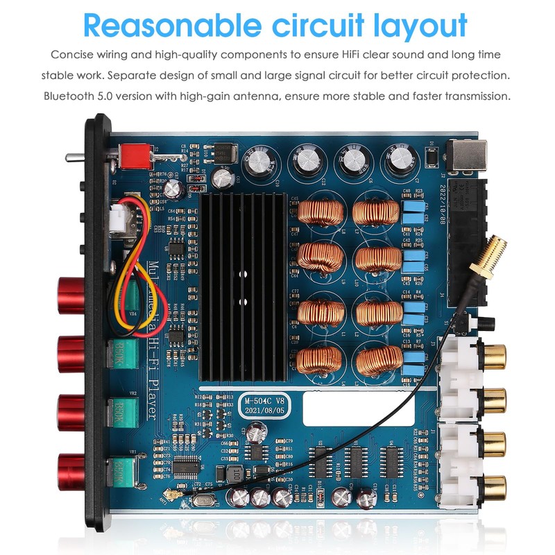 4 Channel Bluetooth Amplifier, 50W x 4 Audio Power Amp,