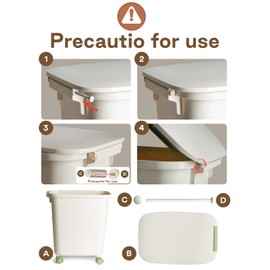 LivLab 50 Lbs Rice Container -with Measuring Cup Flour Storage Container Bin Food Grain Cereal Container Bins Household for Kitchen Pantry Pet Food Organization (White)