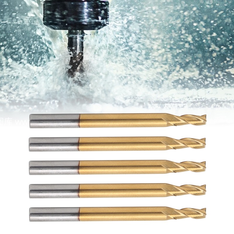 5Pcs 3‑Flute Flat End Milling Cutter Ti Plating Router Bits