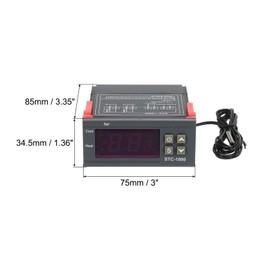 MECCANIXITY 2 Pack STC-1000 10A AC 110-120V Digital LED Temperature Controller Thermostat Heating and Cooling Control Switch for Fridge Greenhouse Farm