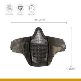 OneTigris 6" Foldable Half Face Mesh Mask Military Style Comfortable Adjustable Tactical Lower Face Protective Mask (OD Green)