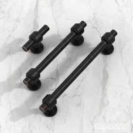 Alzassbg 10 Pack Oil Rubbed Bronze Cabinet Pulls, 5 Inch(128mm) Hole Centers Cabinet Handles Kitchen Hardware Straight Bar for Cabinets and Drawer AL3505ORB