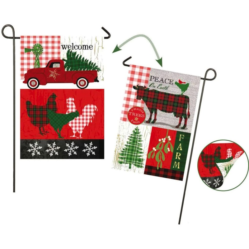 Evergreen Flag & Garden Flag. Christmas Evergreen Festive Farmhouse Suede