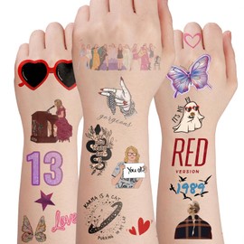 Genibaby 73 Pcs Temporary Tattoos for Music Lover [6 Sheets] Hand Face Tattoo Stickers Birthday Party Favors Decorations Cute Concert Gift Idea for Teens Kids Boys Girls Adult Singer Fans