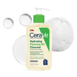 CeraVe CeraVe Hydrating Foaming Oil Cleanser, Moisturizing Cleanser for Face & Body, Squalane Oil + Hyaluronic Acid + Ceramides, For Dry to Very Dry Skin, Fragrance Free & Residue Free, 8 FL Oz