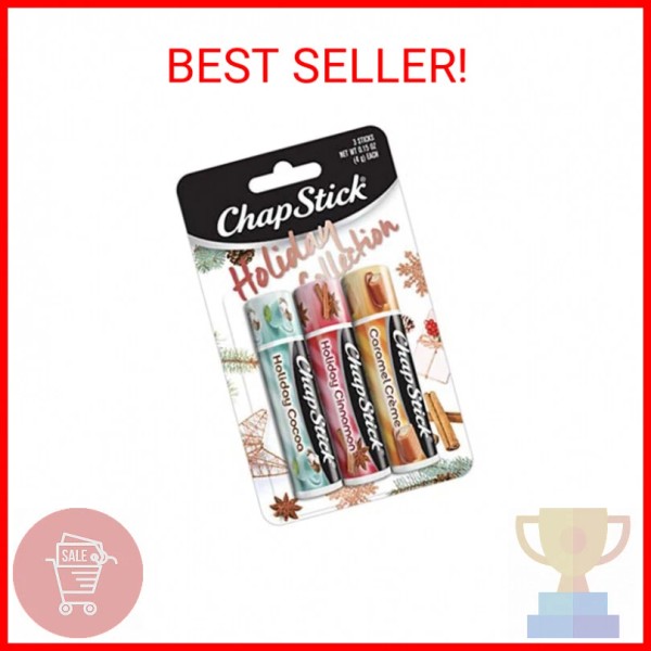 Chapstick Holiday Collection 2017, Pack of 3, Holiday Cinnamon, Caramel