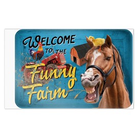 Funny Farm Horse and Rooster Home Business Office Sign - Window Sticker - 6" x 9" (15.2cm x 22.9cm)