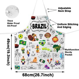MYSOMY Brazilian Apron Brazil Kitchen Apron Brazil Themed Gifts Brazil Kitchen Apron Brazil Flag Apron Brazil Chef Gifts (BRAZIL uk)
