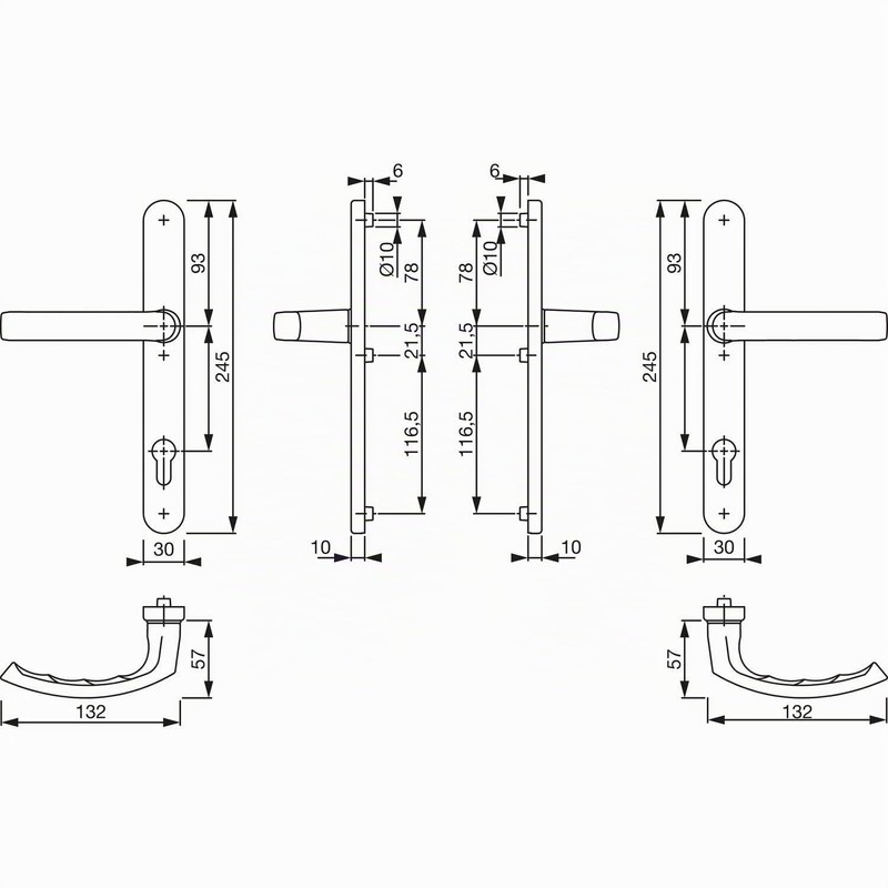 HOPPE CORK HANDLE - on a narrow plate, door thickness