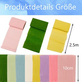 Nurila 8 Colours Crepe Paper Colourful 10 cm x 250 cm Crepe Paper Flowers for DIY Crepe Paper Flowers Crafts, Paper Crafts, Ruffle Paper for Decoration, Party Decoration, Birthday Decoration