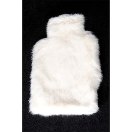 Hab & Gut (JF002 WH) Hot Water Bottle Made From Real Fur, White