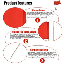 SAWHOX Soccer Corner Flags, Set of 5 67-Inch Fiberglass Corner Flags for Soccer Field