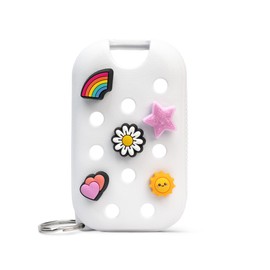 Touchland x Crocs Limited Edition Mist Case 1 Fl. OZ., Stylish Hand Sanitizer Spray Accessory, with 5 Jibbitz Charms and Keyring, Cosmic White Color