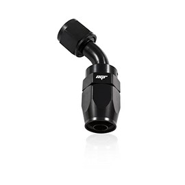 NGR 45 Degree AN Fitting | Black Anodized Aluminum Swivel Hose End for Braided Fuel, Oil, Water Line | Reusable, Universal AN Hose Fitting for Racing, Turbo & Performance Builds