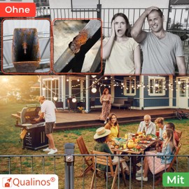 Qualinos 10 x Plastic Fence Caps, 40 x 60 mm with Hipped Roof, Post Caps for Double Rod Mat Fence, Cover Caps, UV-Stabilised, High-Quality Fence Post Caps Made in Germany (Silver/Galvanised 9006)