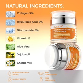 OUKEYA Collagen, Retinol & Hyaluronic Acid Cream - Anti-Aging Face Moisturizer for Face, Neck & Décolleté, Daily Moisturizer Face Cream with 5% Hyaluronic Acid Niacinamide