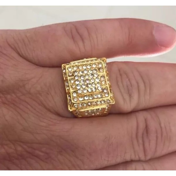 Unbranded 14K Gold Plated Iced CZ Cubic Zirconia Cluster Ring