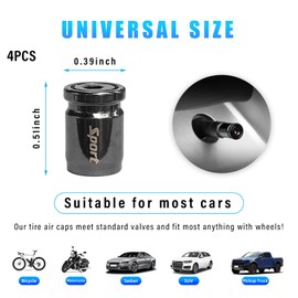 Dickno 4PCS Locking Car Tire Valve Stems Caps, Anti-Theft Auto Wheel Valve Stem Covers with O Rubber Seal, Universal Stainless Tyre Air Stems Cover for Cars, Bicycles, Motorcycles (Black)