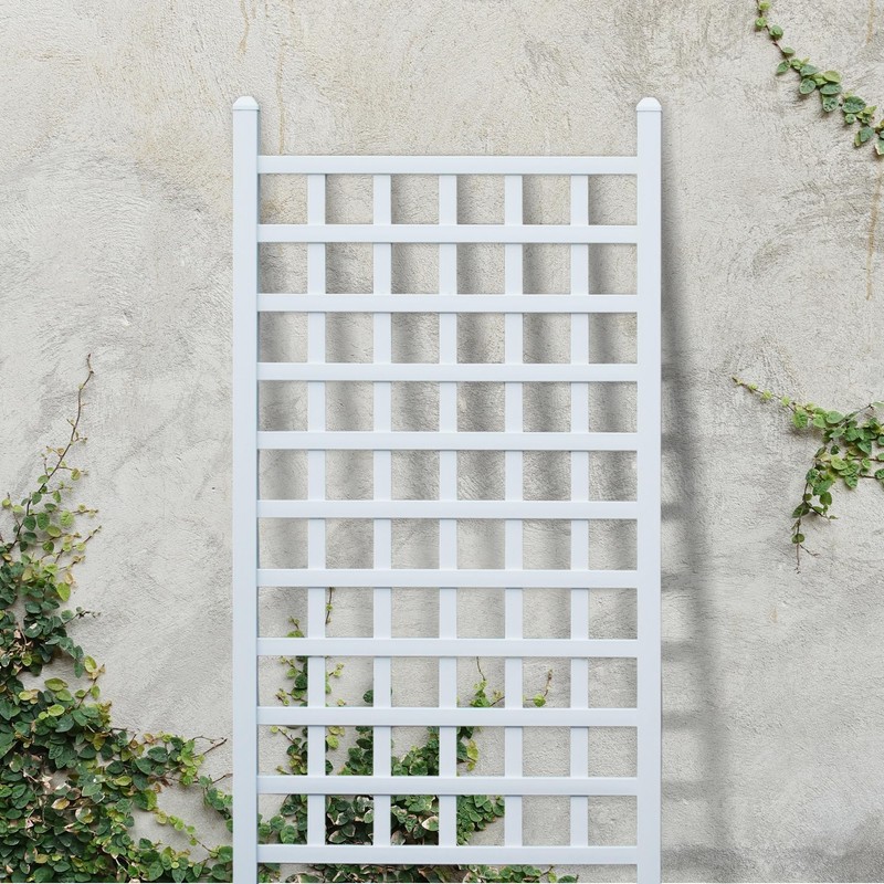 DuraTrel Country Garden Vinyl Trellis, Outdoor Plant Support Frame, White,